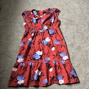 Floral Kids Dress in Red and Blue